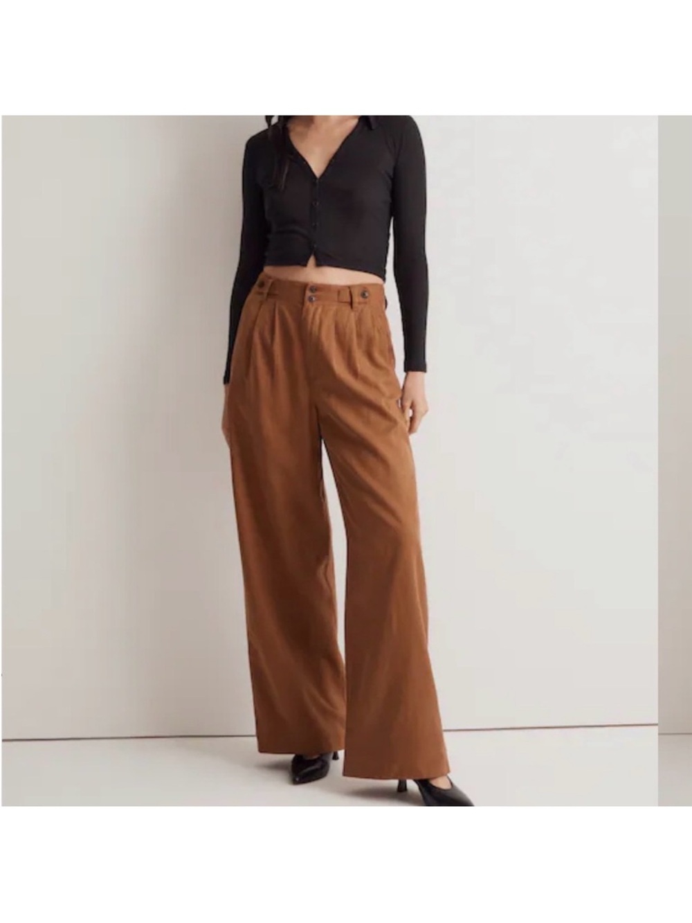 Harlow Wide-Leg Pant in Warm Medium Brown Acorn